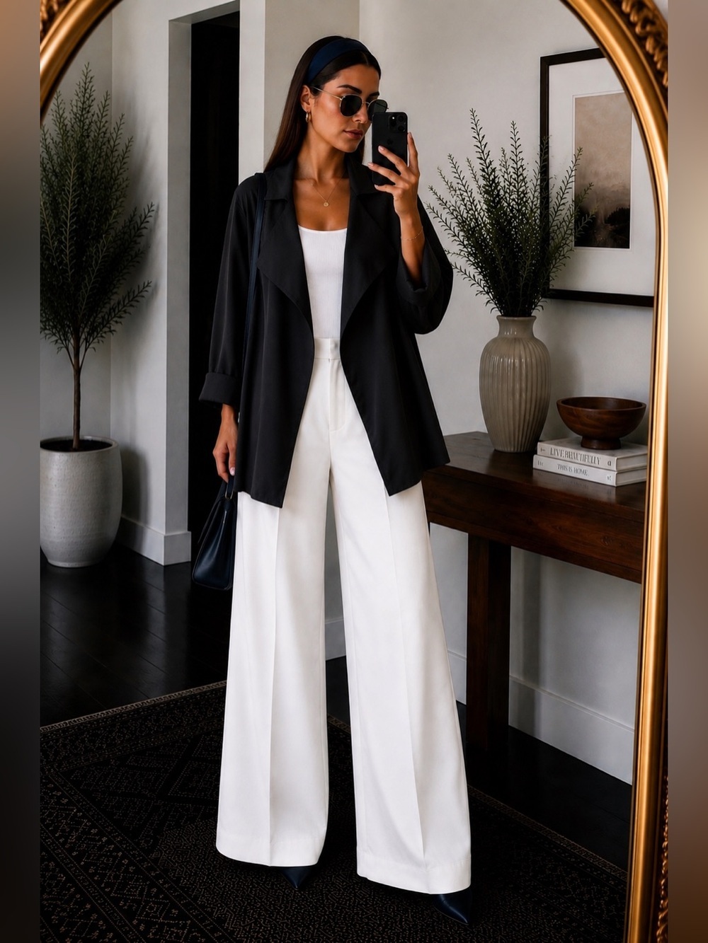 Women's Black Open Front Jacket